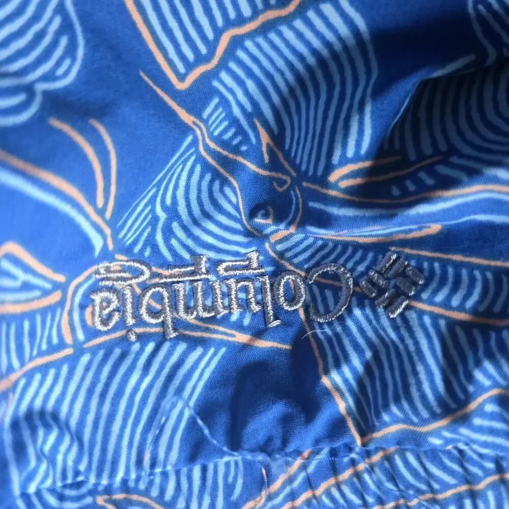 Columbia PFG Shark Print Swim Trunks Boys Youth XL 18/20 Blue White UPF 50 NWT
